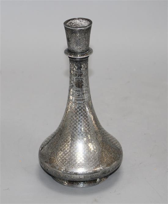 A 19th century Indian Bidri ware onion shaped vase, height 20cm